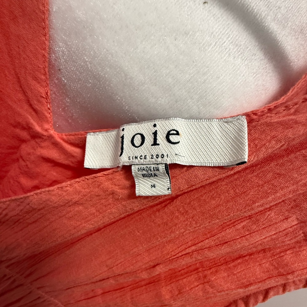 Joie Margaretta Crinkle Sleeveless Midi Dress Orange Sherbet Floral Tie Accents View 3